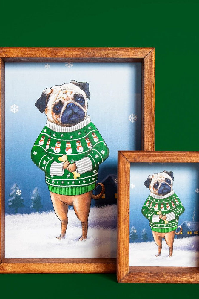 Christmas Animal Figure Frame Pug