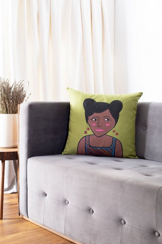 Hand Painted Human Figure Pillow Case