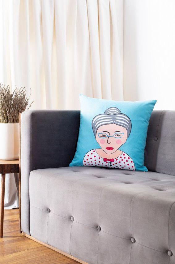 Hand Painted Human Figure Pillow Case