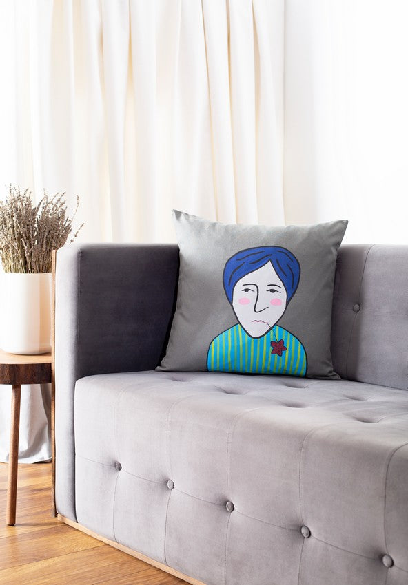 Hand Painted Human Figure Pillow Case