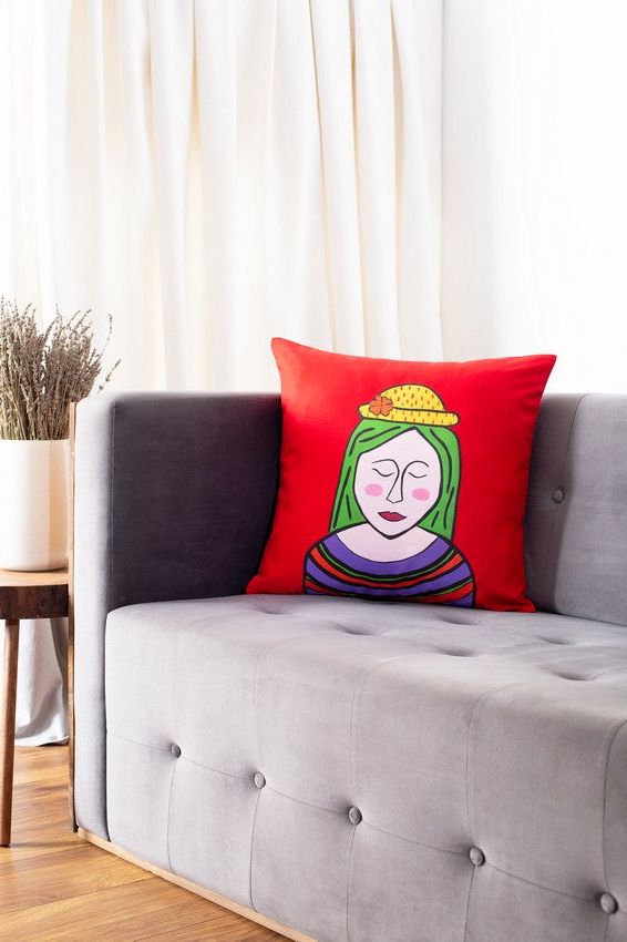 Hand Painted Human Figure Pillow Case