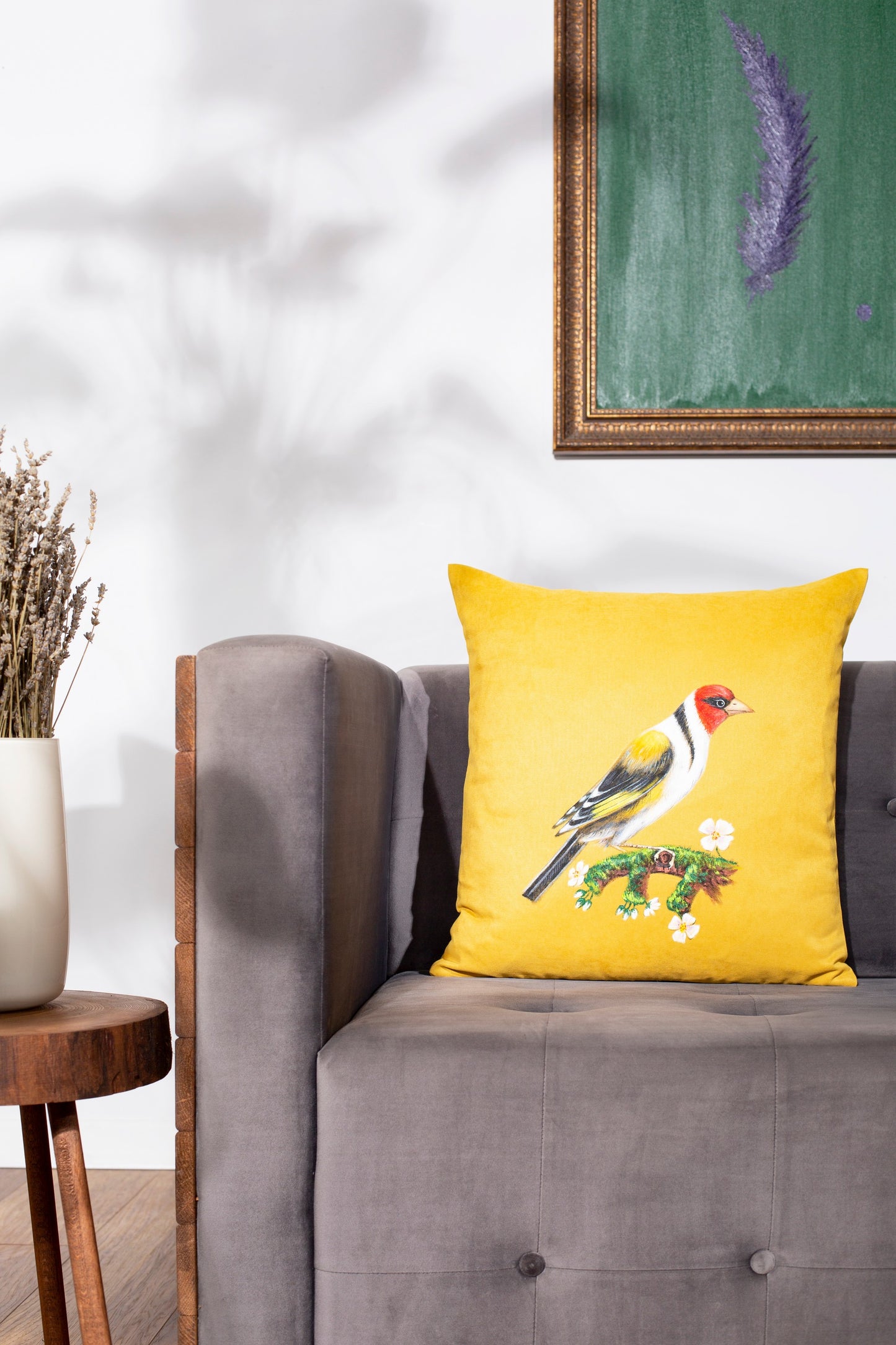 Hand Painting Bird Figure Pillow Cover Saka