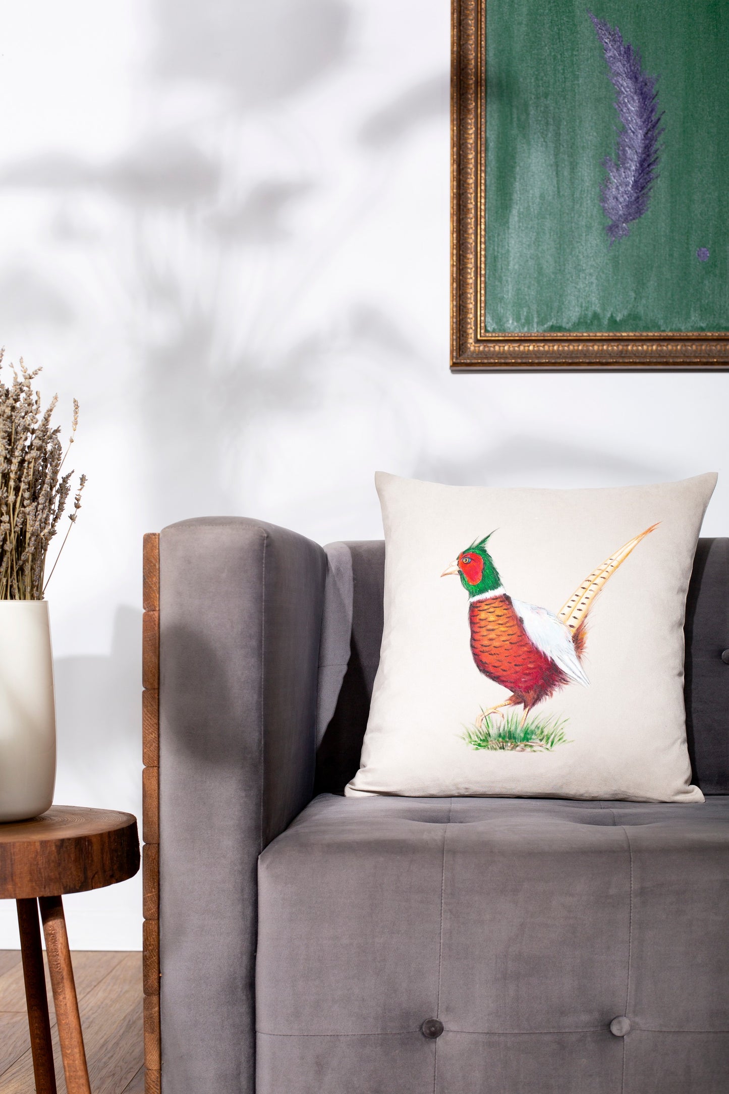 Load image into Gallery viewer, Hand Painting Bird Figure Pillow Cover Pheasant
