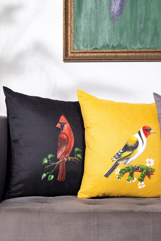 Hand Painting Bird Figure Pillow Cover Cardinal