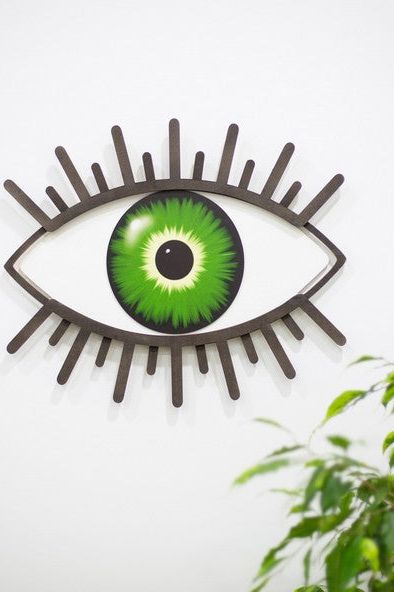 Wooden Decorative Eye Green